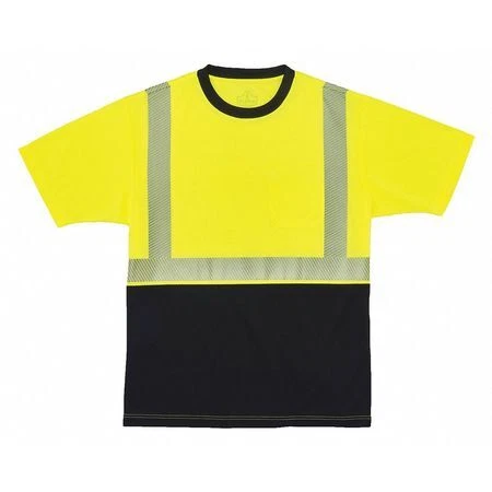 GLOWEAR BY ERGODYNE 8280BK Blk Front Perf. Safety T-Shirt,5XL,Lime