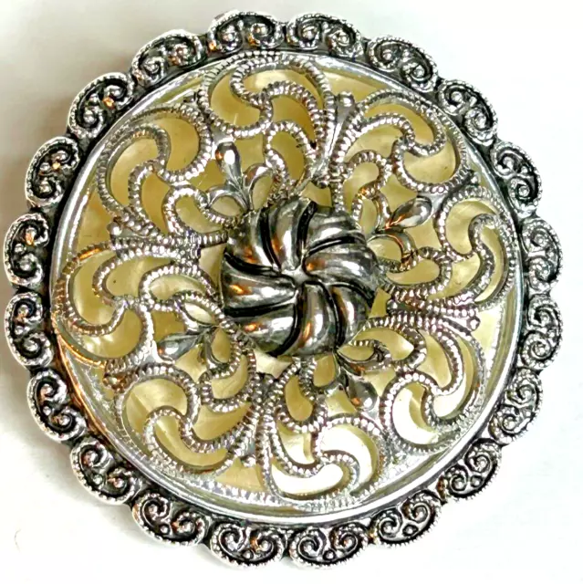 Vintage Scarf Clip Western Germany Filigree Caged Silver Tone Stamped