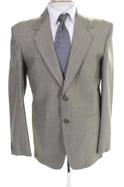 YOH Designs Mens Two Button Notched Lapel Blazer Green Wool Size 40