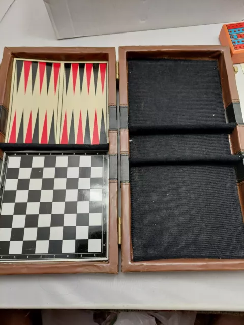 6-In-1 Travel Game Set Chess, Checkers, Backgammon, Cribbage, Dominoes & Playing 2