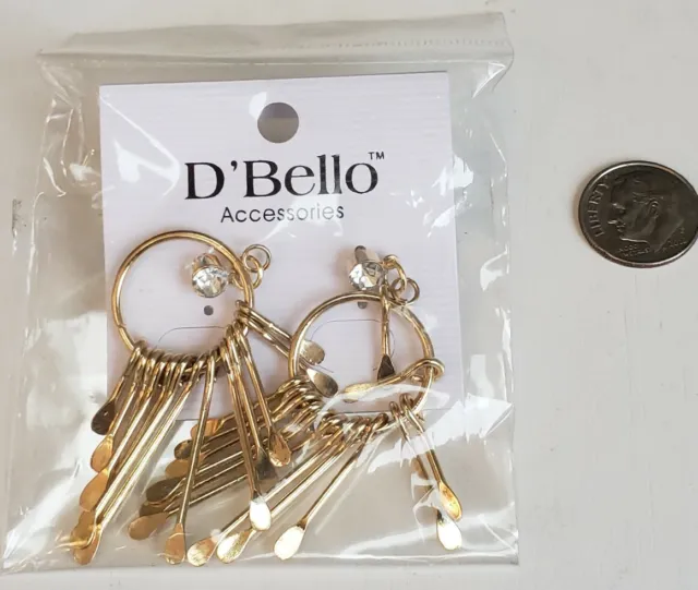 D’Bello gold tone & diamond dangle multi bar fringe earrings accessories jewelry