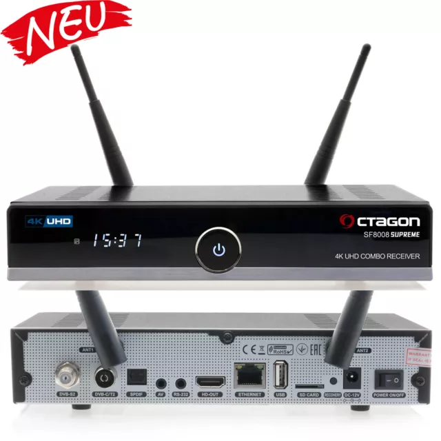 Octagon SF8008 4K Supreme UHD HDR TV Receiver -  E2 Linux Smart TV Box Easy