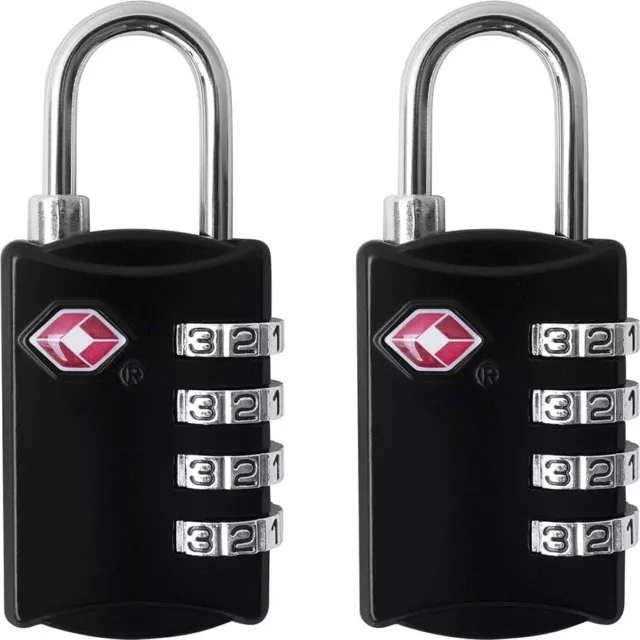 Luggage Locks 2 Pack 4 Digit Combination Steel Padlocks TSA Approved Travel Lock