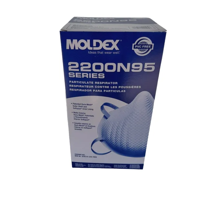Moldex 2200N95 Series Particulate Respirator Mask, Medium/Large 20 Masks per Box