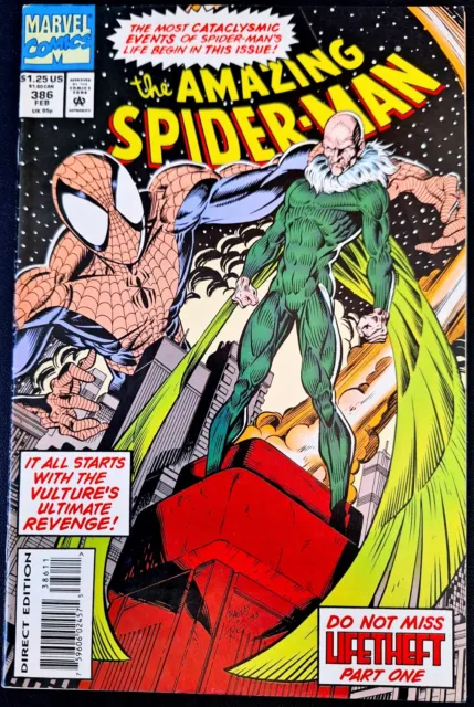 AMAZING SPIDER-MAN #386 NM- THE VULTURE RETURNS 1994 Marvel Comics