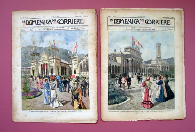 La Domenica del Corriere 2 numeri 1899  Esposizione Elettrica Serica Como