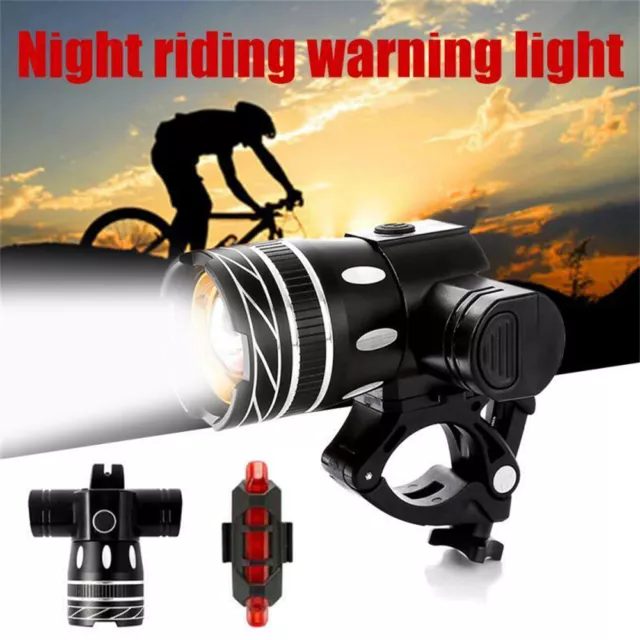 Rechargeable LED Mountain Bike Lights 90000LM Bicycle Torch Front &Rear Lamp Set