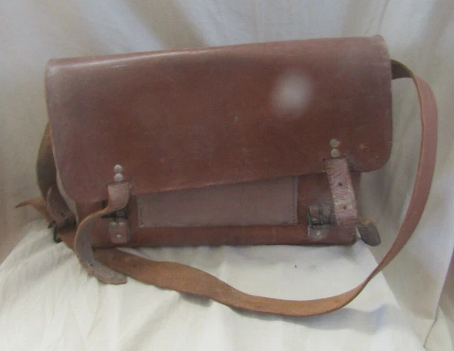 Ancien Sac courrier Sacoche Cuir  Vintage thick leather bag French