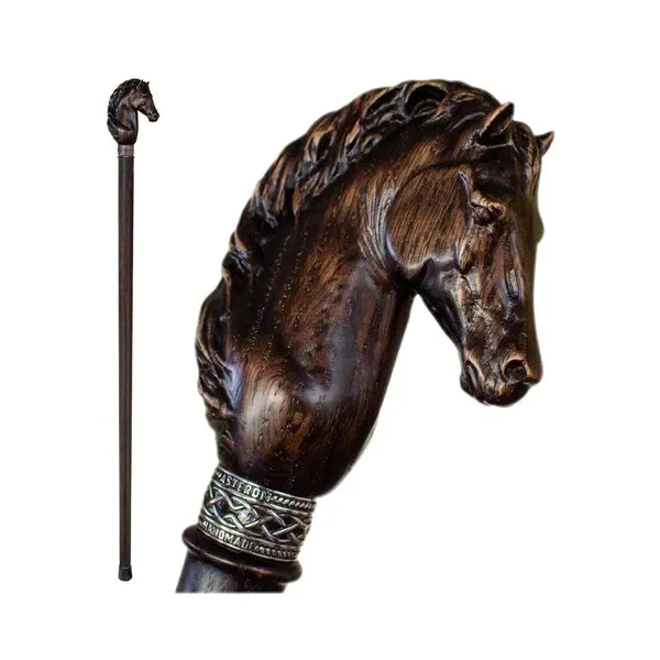 Horse Head Handle Walking Cane Stick Hand Carved Wooden Walking Stick X_Mass Gif
