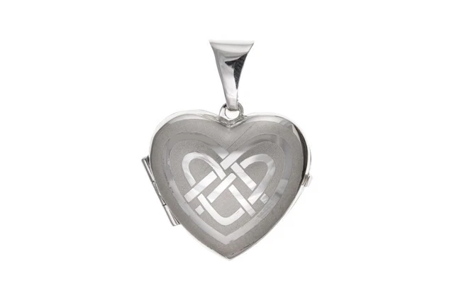 Celtic Heart Locket Pendant Sterling Silver