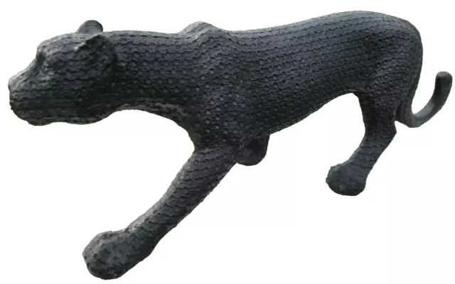 Tierfigur Skulptur Leopard Panther Schwarz Haus Garten Deko 11x35x10cm NEU N.147