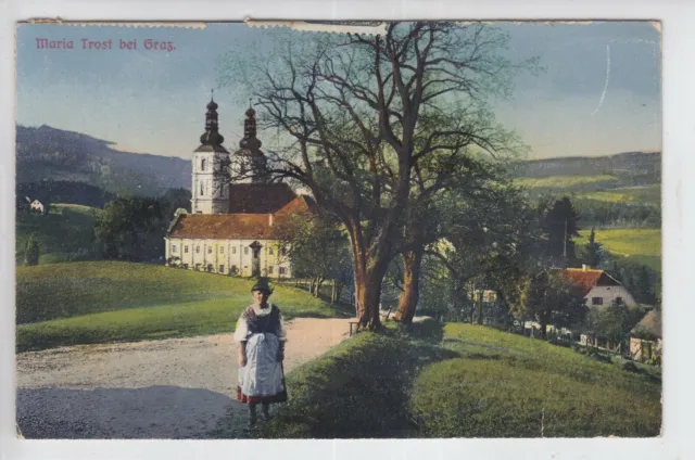 AK Graz, Maria Trost, Frau in Tracht, 1920