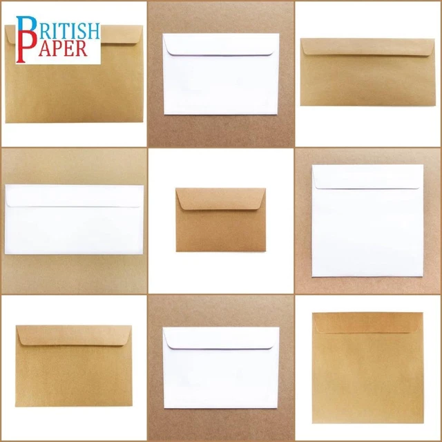 C5 C6 C7 A5 White Brown Kraft Envelopes Paper 4 Cards Mini Small Large