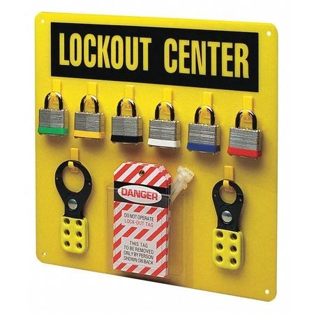 Condor 437R73 Lockout Station,Black/Yellow,14" H