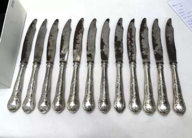 24 ERCUIS knife silver metal model LOUIS XV / ROCKLE table cheese covered 2