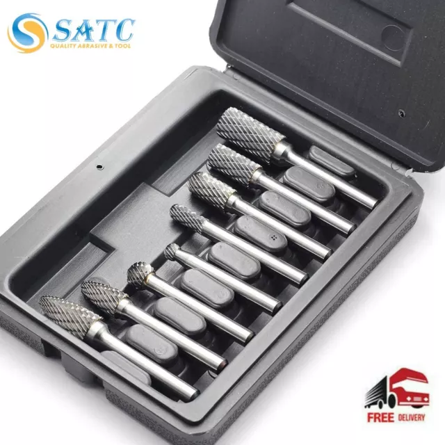 1/4'' Double Cut Tungsten Steel Carbide Rotary Burr Die Grinder Shank Bit Set US