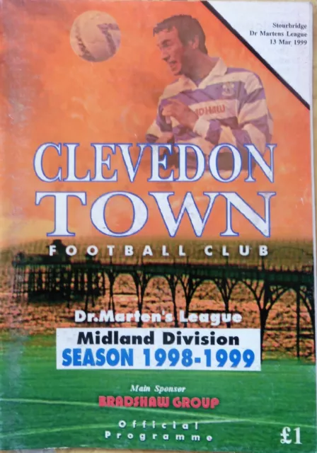 Clevedon Town V Stourbridge 13/3/1999 Dr. Martens League - Midland Division Mint