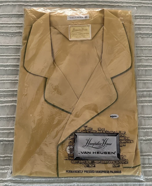 NOS Vintage Van Heusen Hampshire House Tallman D XL Pajamas Yellow Sealed