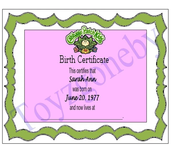 cabbage-patch-kids-doll-replacement-birth-certificate-adoption-papers-you-name-3-74-picclick for Free Printable Blank Cabbage Patch Birth Certificate CABBAGE PATCH KIDS doll Replacement Birth Certificate Adoption Papers *You Name* $3.74 - PicClick for Free Printable Blank Cabbage Patch Birth Certificate