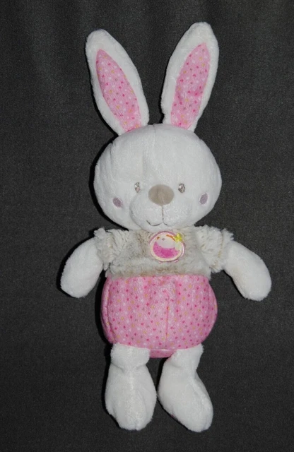 Doudou Lapin Rose MOTS D'ENFANTS Leclerc Poussin Oiseau Brodé Peluche TTBE
