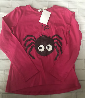 HM Spider Rosa T-shirt manica lunga 6-8 anni Halloween Nero