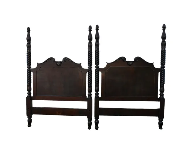 Antique Pair of Carved Mahogany Twin Size Federal Style Headboards