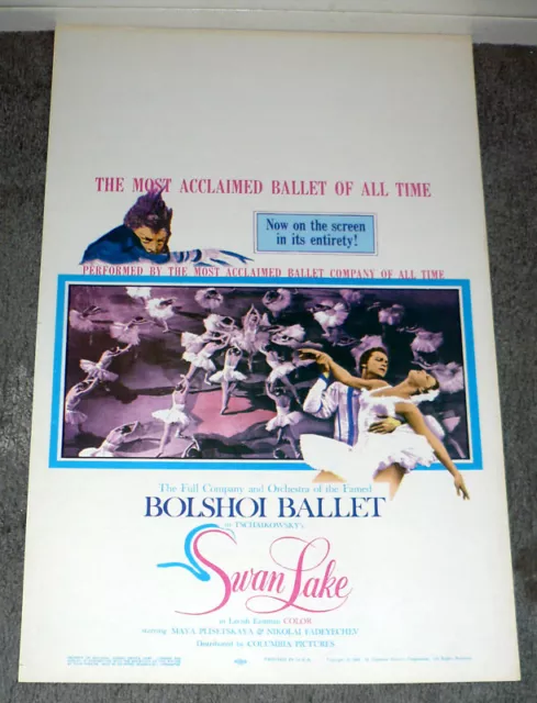 SWAN LAKE original 1960 ROLLED movie poster BOLSHOI BALLET