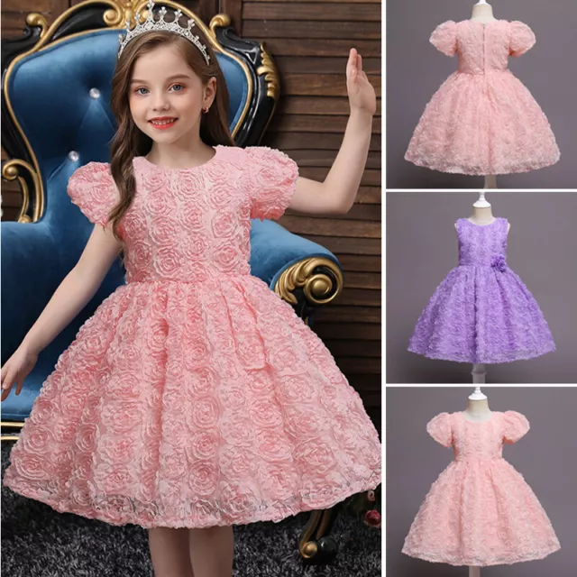 Abito tutù bambino fiore bambine principessa damigella d'onore festa ballo di Natale