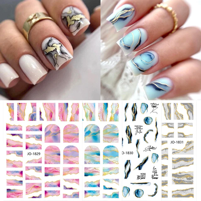 ✿ Pegatina para uñas manicura bronce mármol flores irregulares pegatinas *