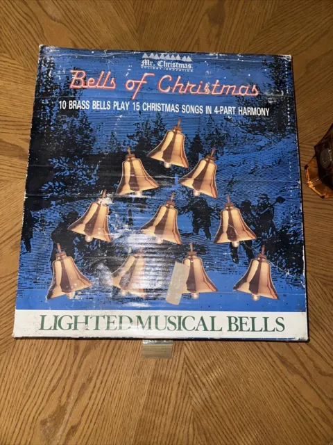 1991 Mr. Christmas 10 Lighted Brass Musical Bells Of Christmas - Needs Bulbs