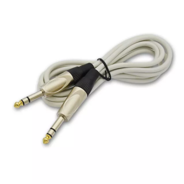 2,6.35mm (1/4 inch) Male to Male Stereo Cable in white for Audio Connections 2