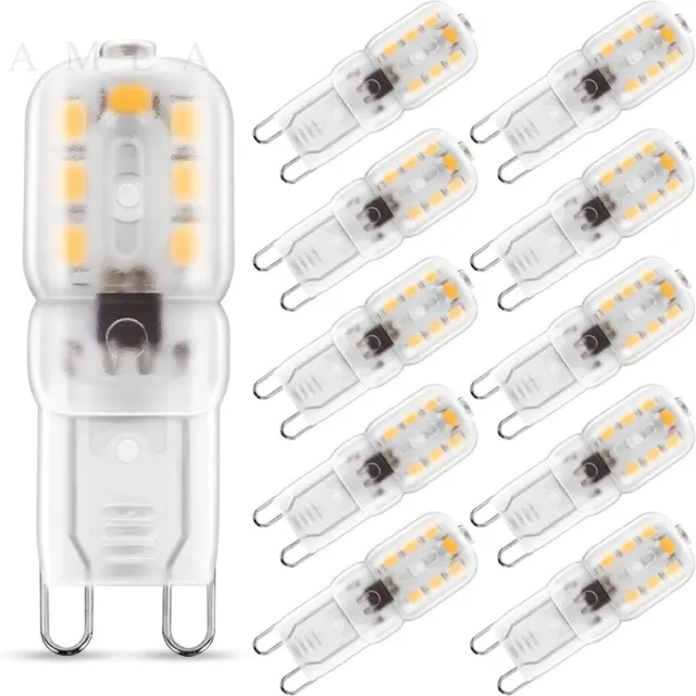 10-Pack LOHAS G9 2W LED Light Bulbs, 25W Equivalent, Warm White 3000K,...