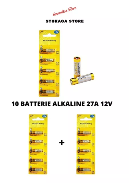 kit di 10 x pile batterie Alkaline 27A 12V per telecomando chiave automobile