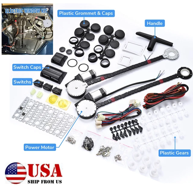 2 Door Truck Suv Car Electric Power Window Roll Up Conversion Kit Lift Regulator