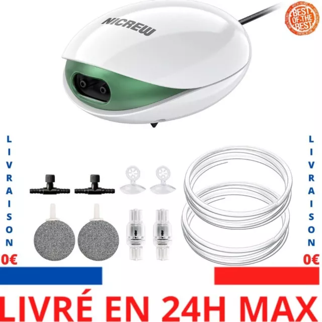 NICREW Pompe à Air Aquarium Jusqu'à 400L, Bulleur Aquarium Ultra-silencieuse  37