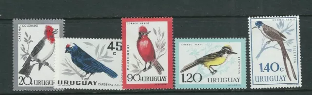 Uruguay 1969-70 Oiseaux Ensemble Chouette Héron Etc (Scott 751-56) VF MNH