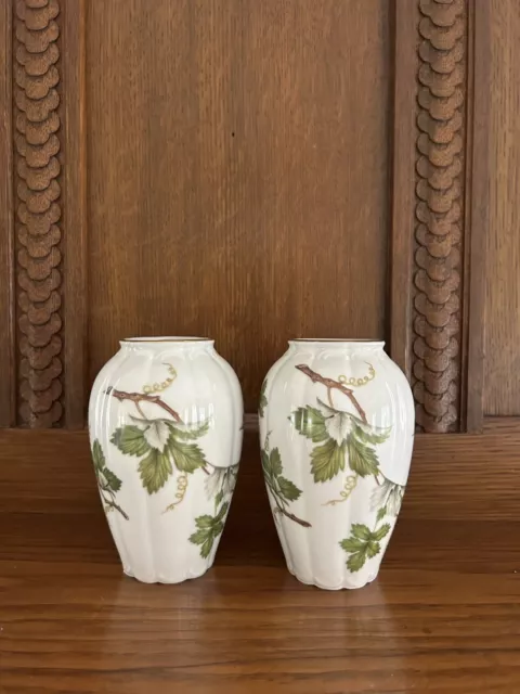 Pair Of Royal Porzellan Vases Bavaria KPM Vine Leaf Desigh