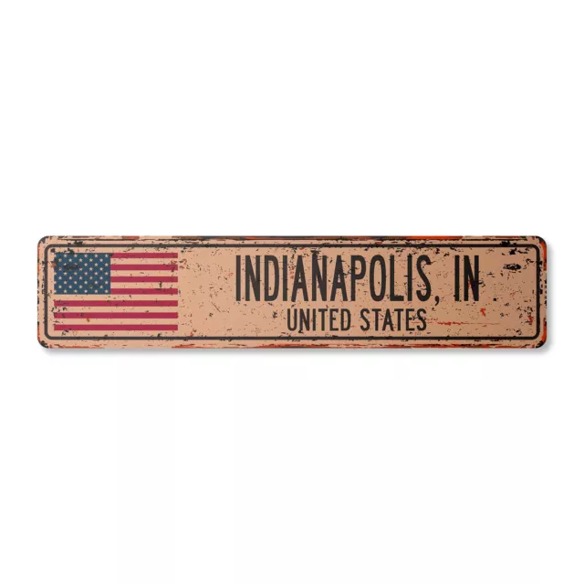 INDIANAPOLIS IN UNITED STATES Vintage Street Sign American flag city country