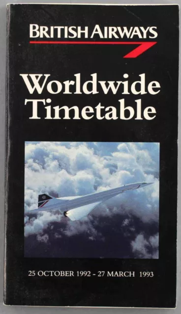 British Airways Worldwide Airline Timetable Winter 1992/93 Seat Maps Concorde Ba