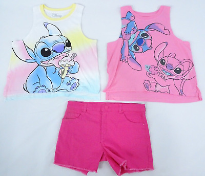 Girls Disney Stitch Garanimals 3 Piece Graphic Tank Tops Shorts Size 10 NWOT