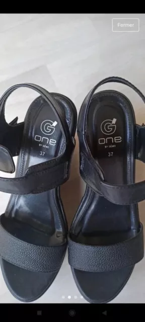 CHAUSSURE COMPENSEE PLATEFORME Noir T 38 Confortable Stable Gemo