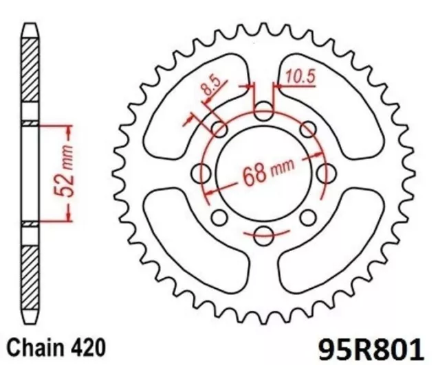 Roue a Chaîne 38 Dents (Chaîne 420) pour SUZUKI OR 50 1979-1980