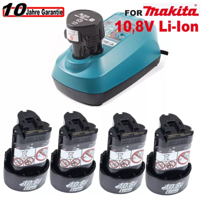 4x Für Makita Akku 4,8Ah  BL1013 10,8V Li-Ion Ersatzakku BL1014 194550-6