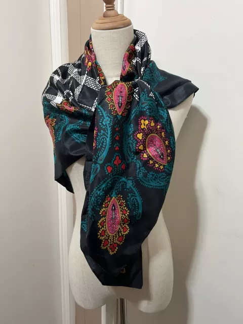 Diane Von Furstenberg Silk Scarf Floral Paisley Multicolor Shawl 42x42