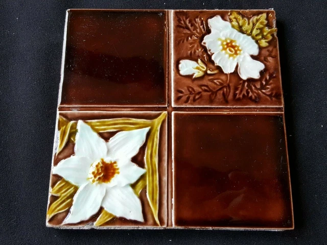 One Reclaimed Antique 6" x 6 Victorian Ceramic Tile Tiling Décor (ER396)