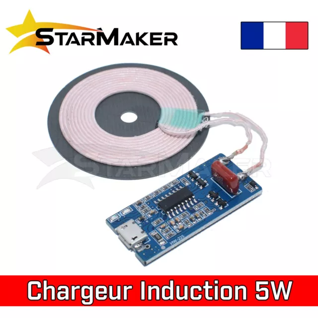 Chargeur à Induction universel 5V 1A Micro USB Téléphone Module DIY bobine 5W