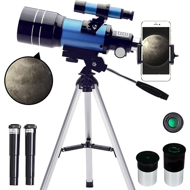 Telescopio para adultos y niños, 70 mm (15X-150X) refractor portátil P5Q3