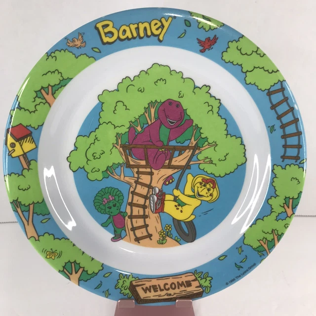 VINTAGE 1996 BARNEY the purple dinosaur BJ & BABY BOP Plate Treehouse