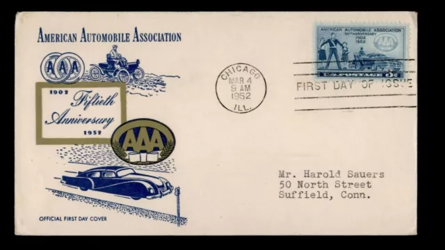 American Automobile Association 50Th Anniversary - Usa First Day Cover 1952