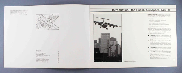 British Aerospace Bae 146 Quiet Trader Manufacturers Sales Brochure 2
